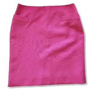 Tuleh Bright Pink Pencil Skirt Lined Pockets Zipper Size 6 Career